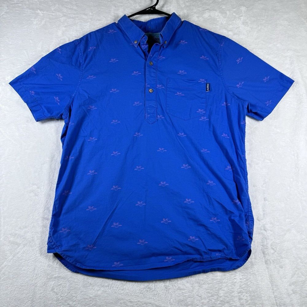 Chubbies Tropical‎ Short Sleeve Golf Polo Men's Large Wood Button Hawaiian